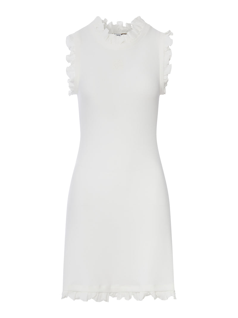 RIBBED JERSEY DRESS WITH RUFFLES