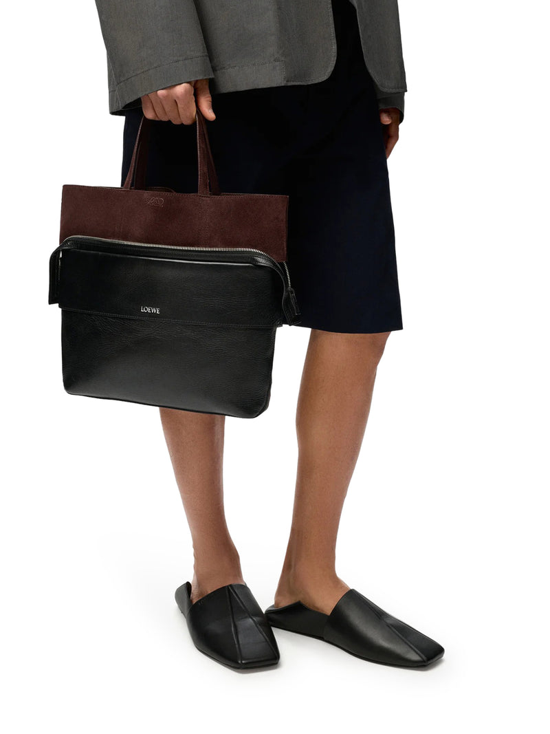 SMALL SWITCH TOTE BAG IN PAPER-EFFECT CALFSKIN AND SUEDE