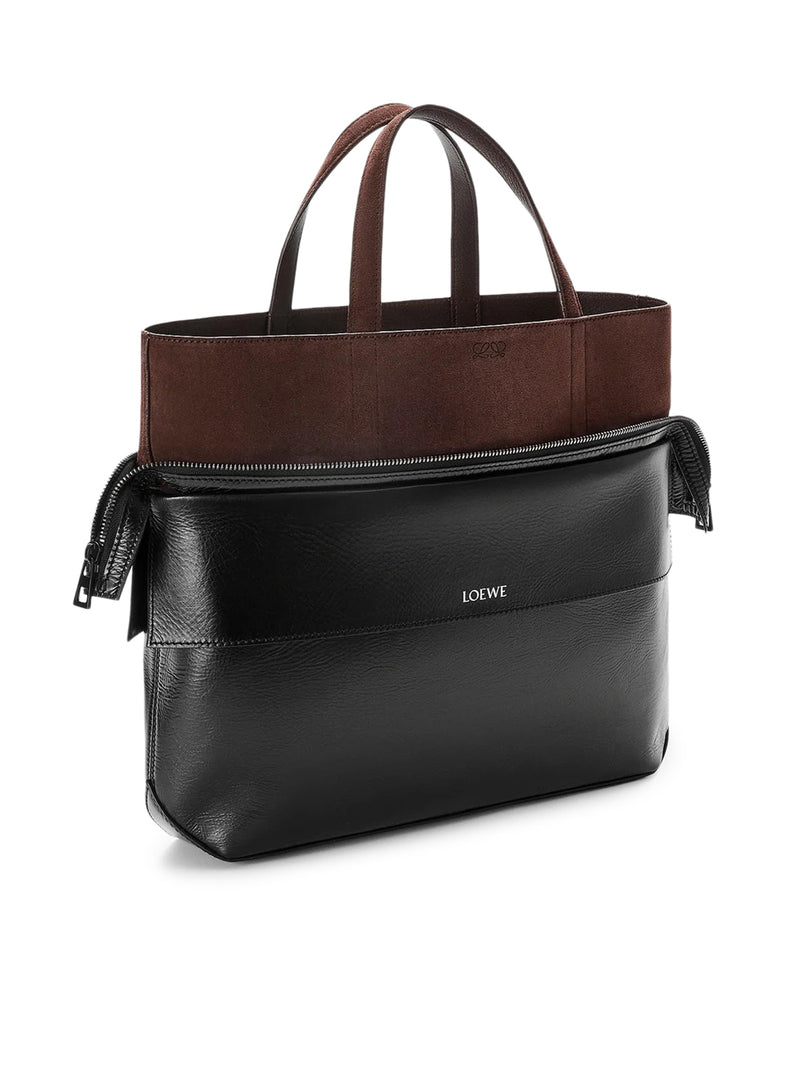 SMALL SWITCH TOTE BAG IN PAPER-EFFECT CALFSKIN AND SUEDE