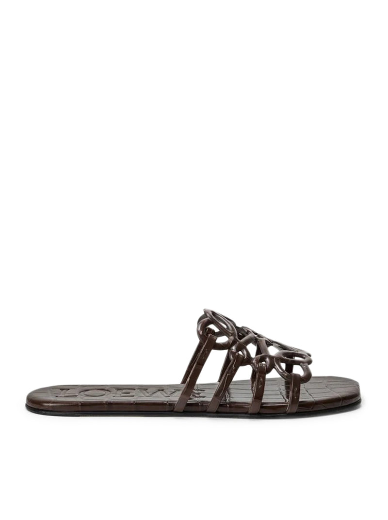 ANAGRAM PETAL SLIDE IN CROCODILE EMBOSSED CALFSKIN