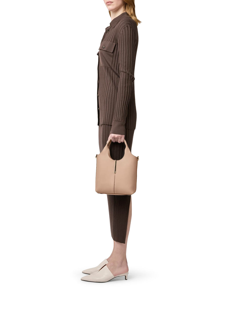 MINI LEATHER TOTE SHOPPING BAG