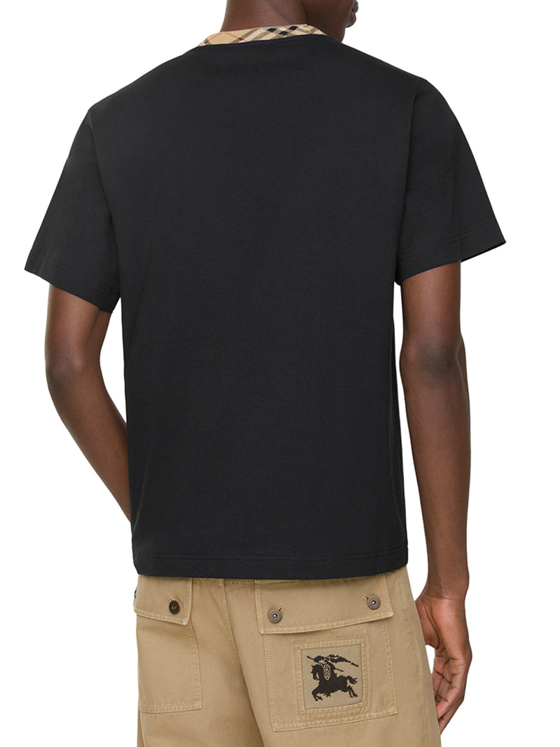 COTTON T-SHIRT WITH CHECKED TRIM