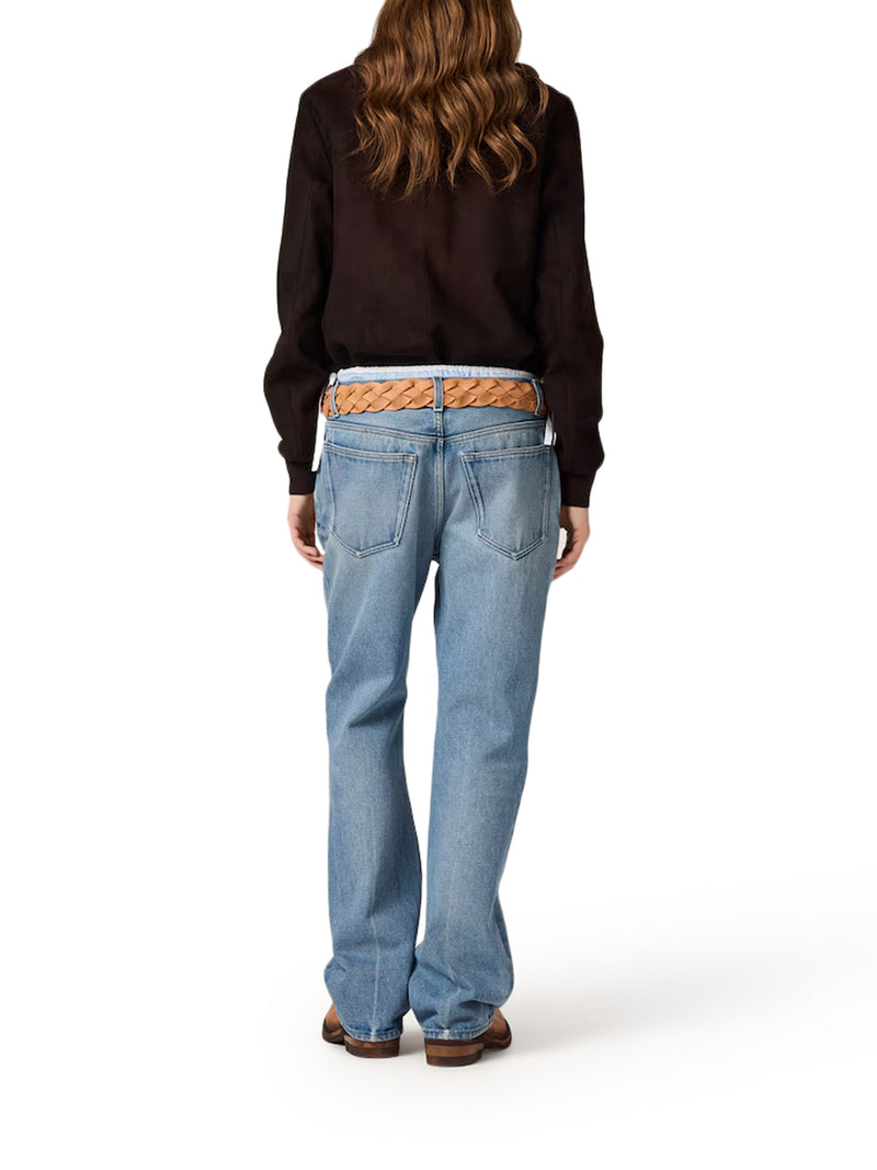 FIVE-POCKET WASHED DENIM TROUSERS