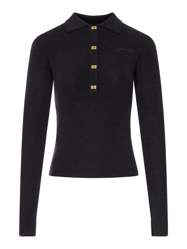 WOOL POLO SHIRT WITH EMBROIDERED LOGO