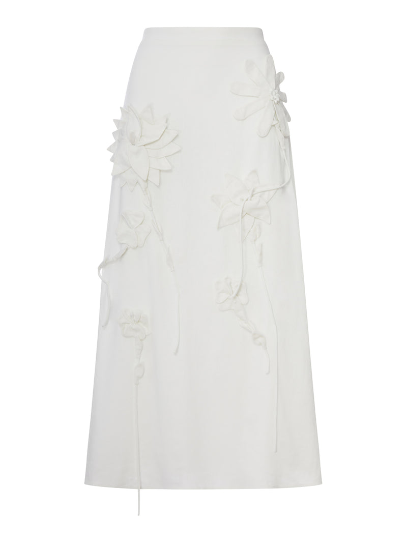 MIDI SKIRT WITH 3D FLOWERS