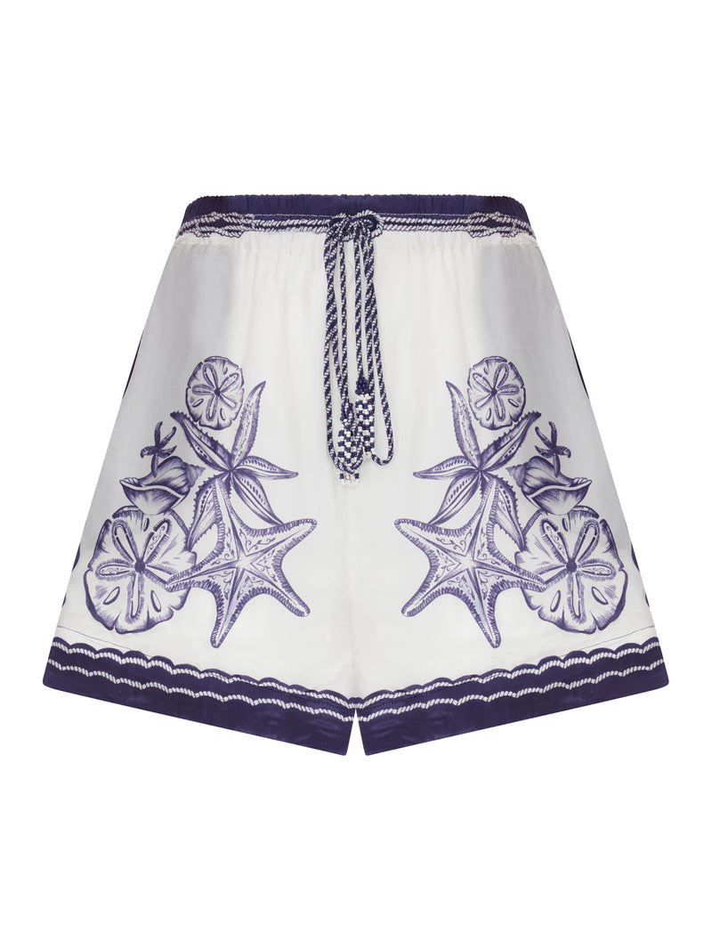 COTTON SHORTS WITH BLUE NAVY PRINT