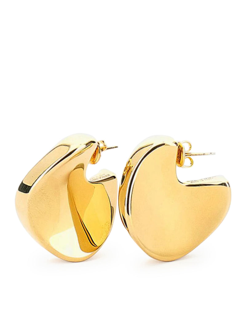 GEOMETRIC DESIGN SILVER EARRINGS WITH GOLD FINISH