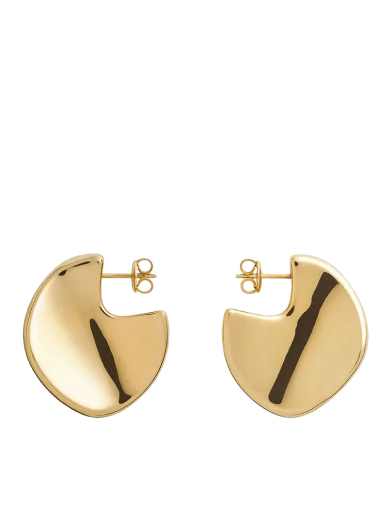 GEOMETRIC DESIGN SILVER EARRINGS WITH GOLD FINISH
