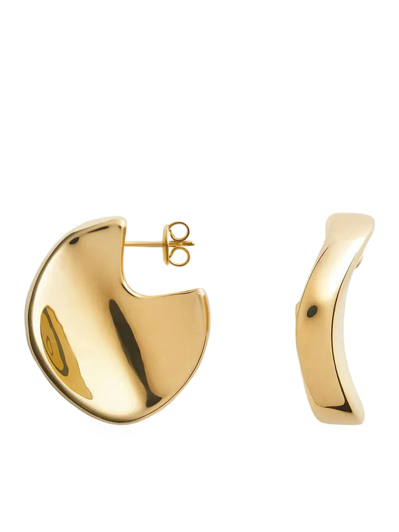 GEOMETRIC DESIGN SILVER EARRINGS WITH GOLD FINISH