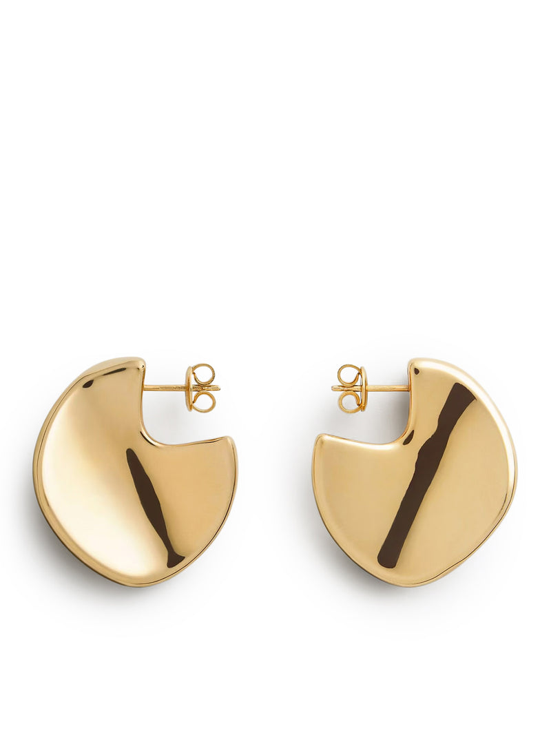 GEOMETRIC DESIGN SILVER EARRINGS WITH GOLD FINISH