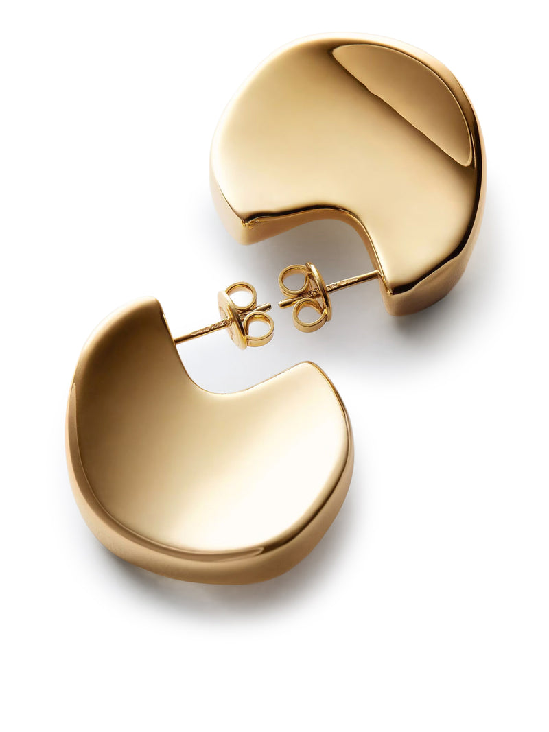 GEOMETRIC DESIGN SILVER EARRINGS WITH GOLD FINISH