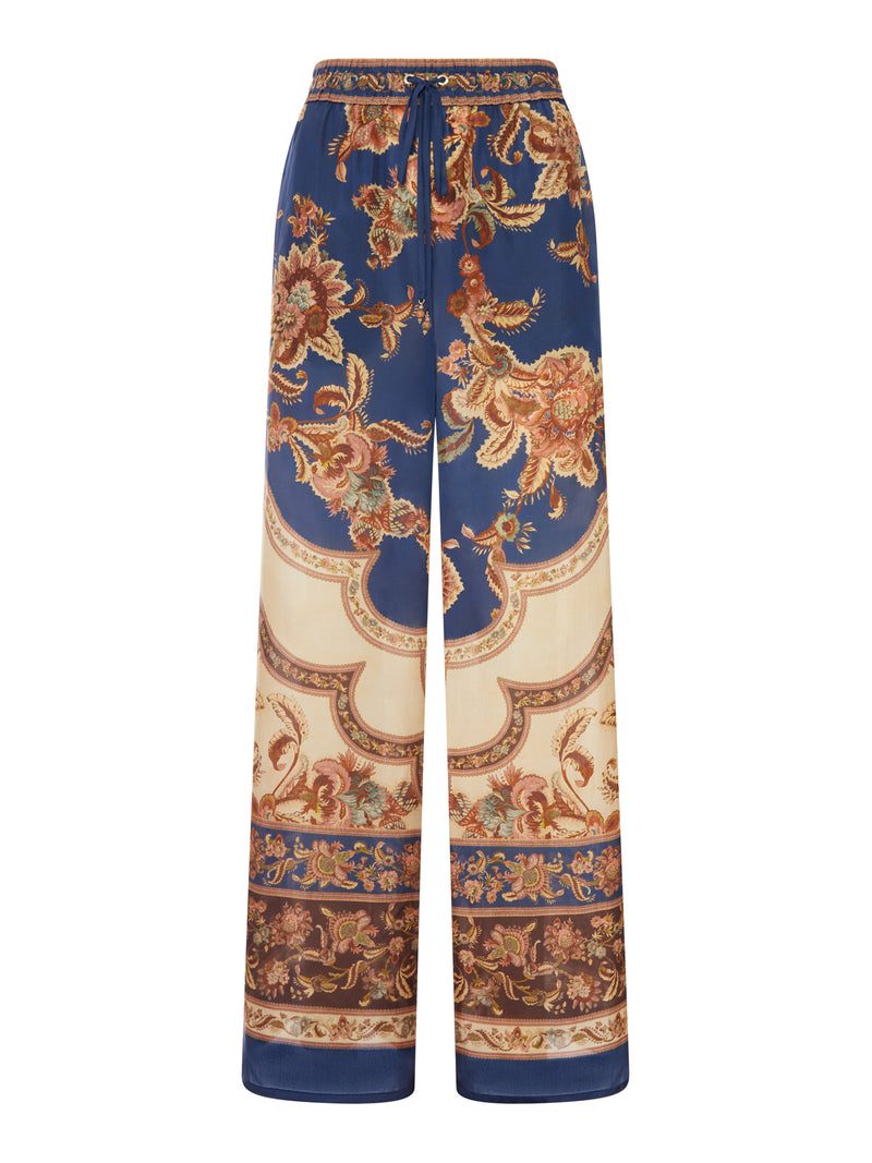 ASTER WIDE LEG PRINTED SILK TROUSERS