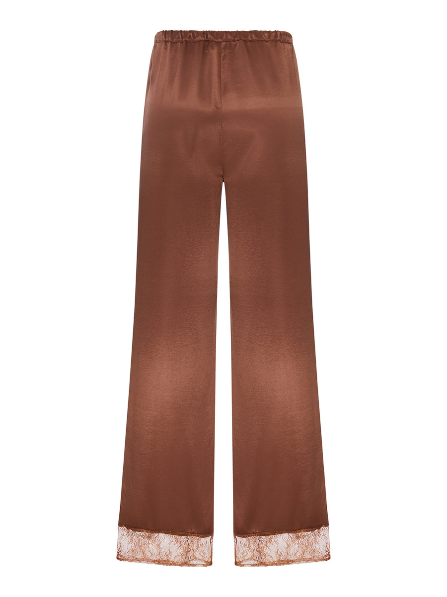 SILK PALAZZO TROUSERS WITH LACE DETAIL