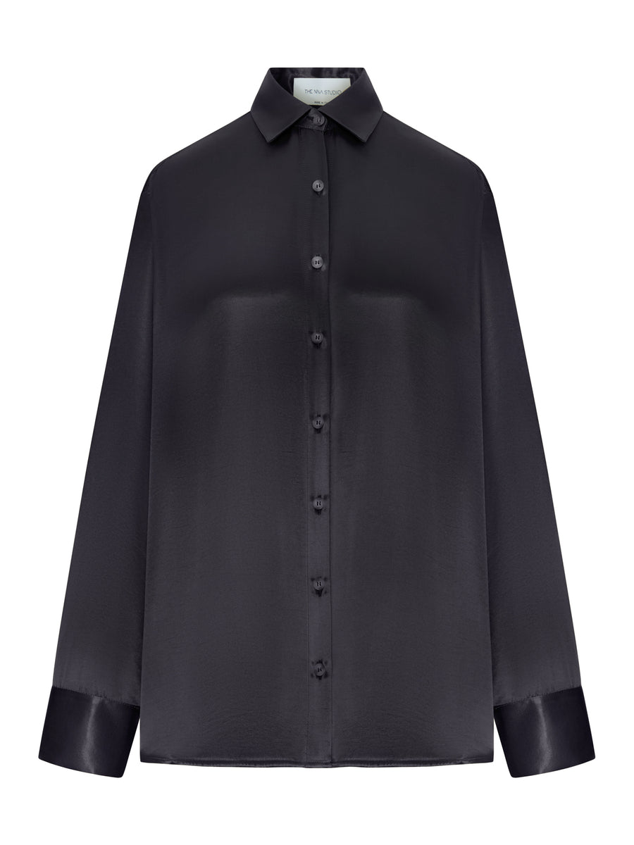 OVERSIZED SILK SHIRT WITH VERTICAL BACK OPENING