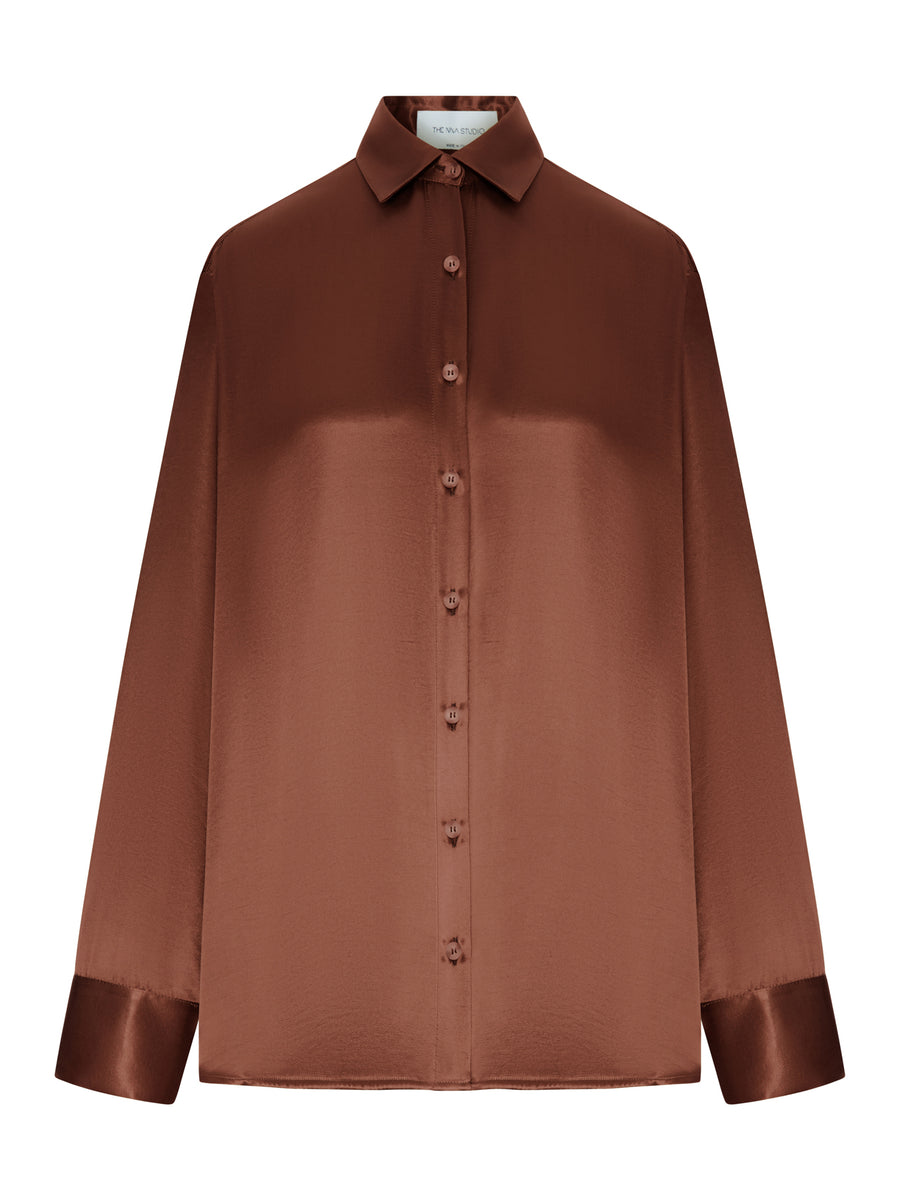 OVERSIZED SILK SHIRT WITH VERTICAL BACK OPENING