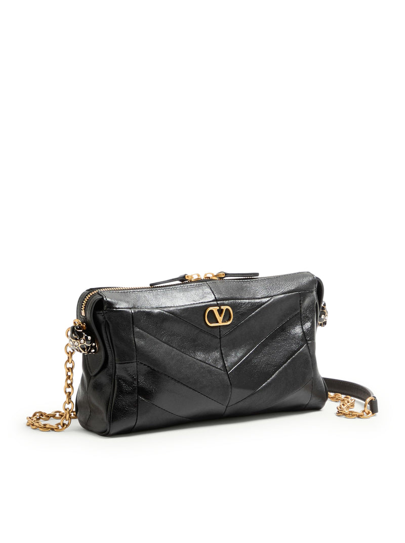 VALENTINO GARAVANI PANTHEA SMALL CHEVRON NAPPA SHOULDER BAG
