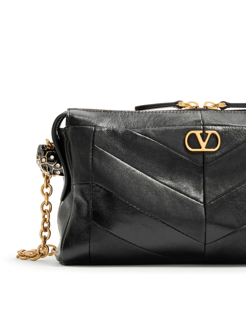 VALENTINO GARAVANI PANTHEA SMALL CHEVRON NAPPA SHOULDER BAG