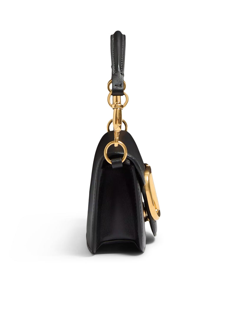 SMALL LOCO SHOULDER BAG IN CALFSKIN WITH ANTIQUE GOLD-TONE LOGO