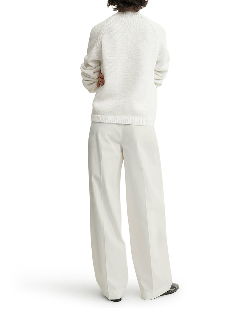 WHITE COTTON CARDIGAN WITH HAMMERED-EFFECT BUTTONS