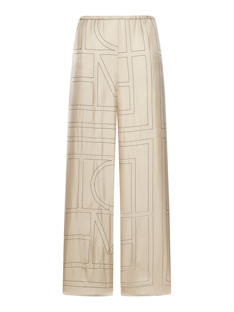 MONOGRAM SILK TROUSERS