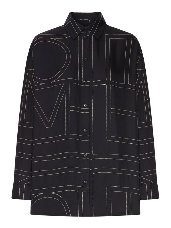 SILK SHIRT WITH MONOGRAM EMBROIDERY