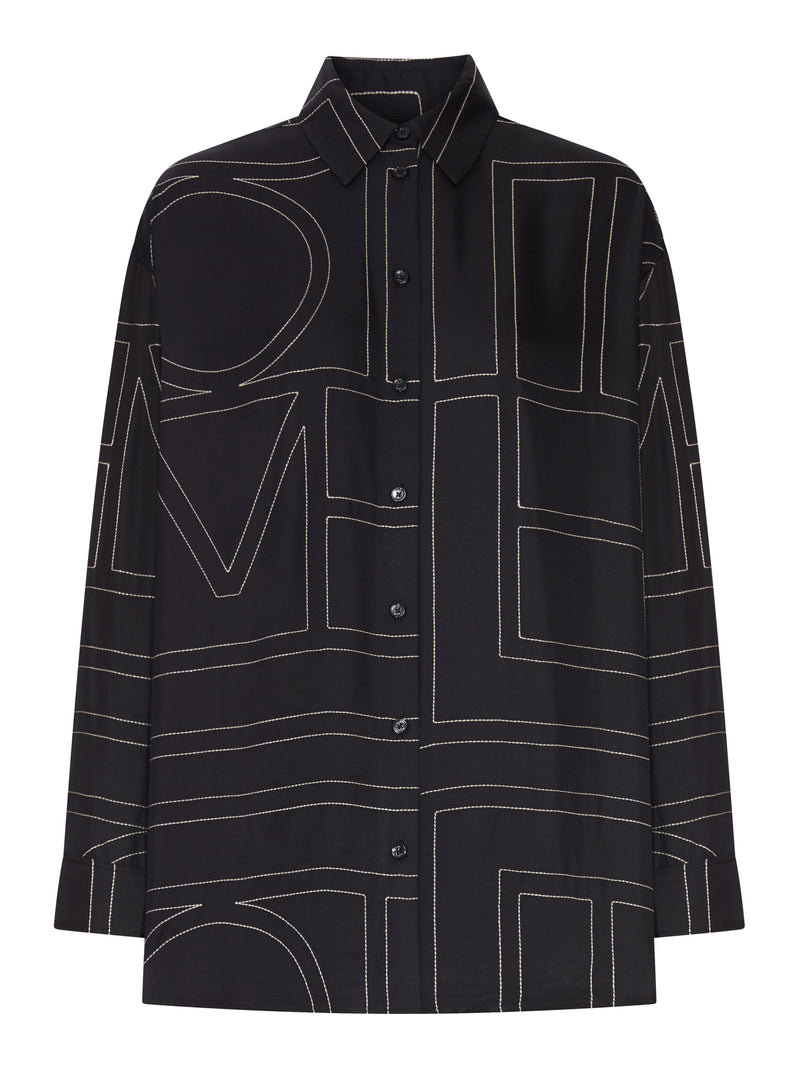 SILK SHIRT WITH MONOGRAM EMBROIDERY