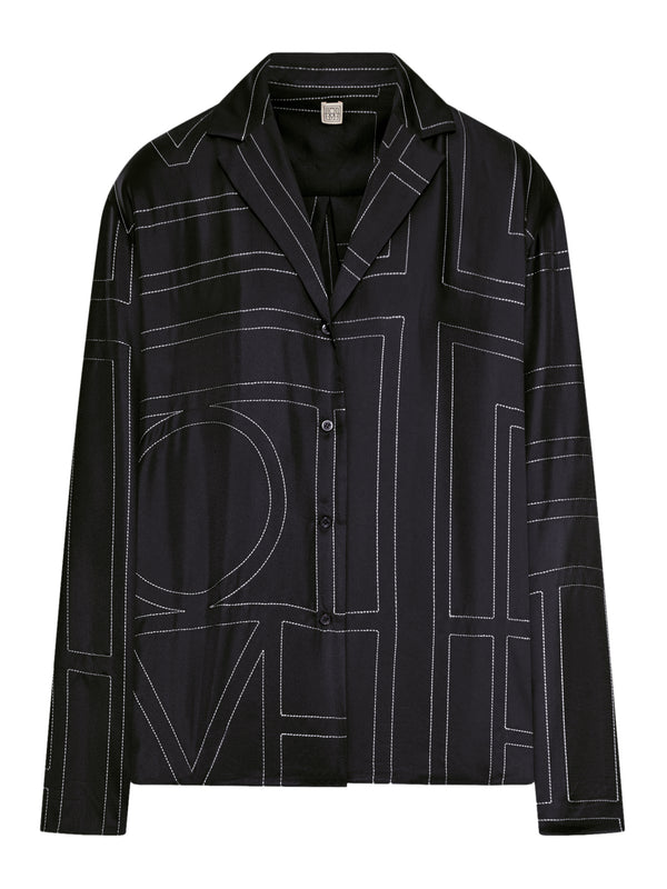 SILK SHIRT WITH MONOGRAM EMBROIDERY