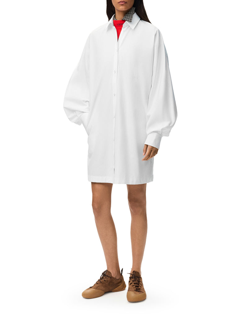 LIGHTWEIGHT COTTON POPLIN DRESS WITH BAT SLEEVES