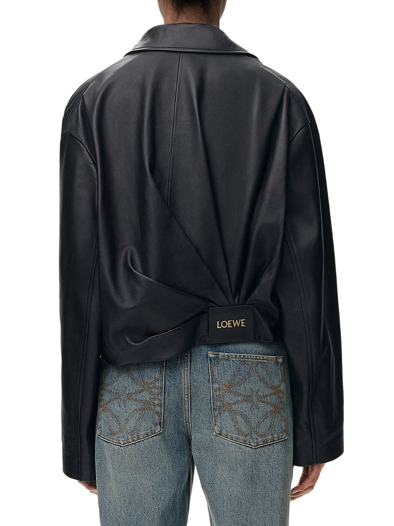 LAMB NAPPA JACKET WITH ASYMMETRIC DRAPING AT THE BACK