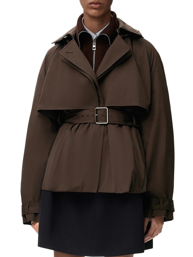 COTTON AND SILK GABARDINE JACKET WITH A BALLOON SILHOUETTE