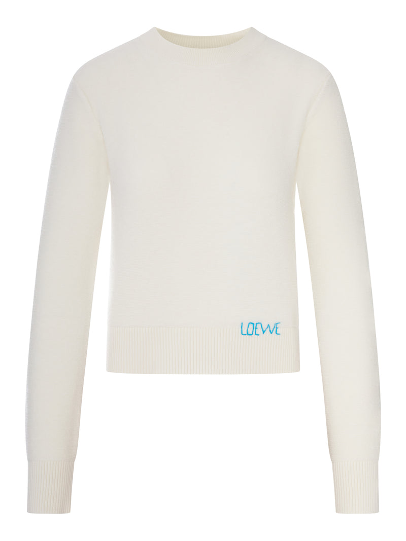 WOOL SWEATER WITH HAND-EMBROIDERED LOEWE DETAIL APPLIED TO THE HEM