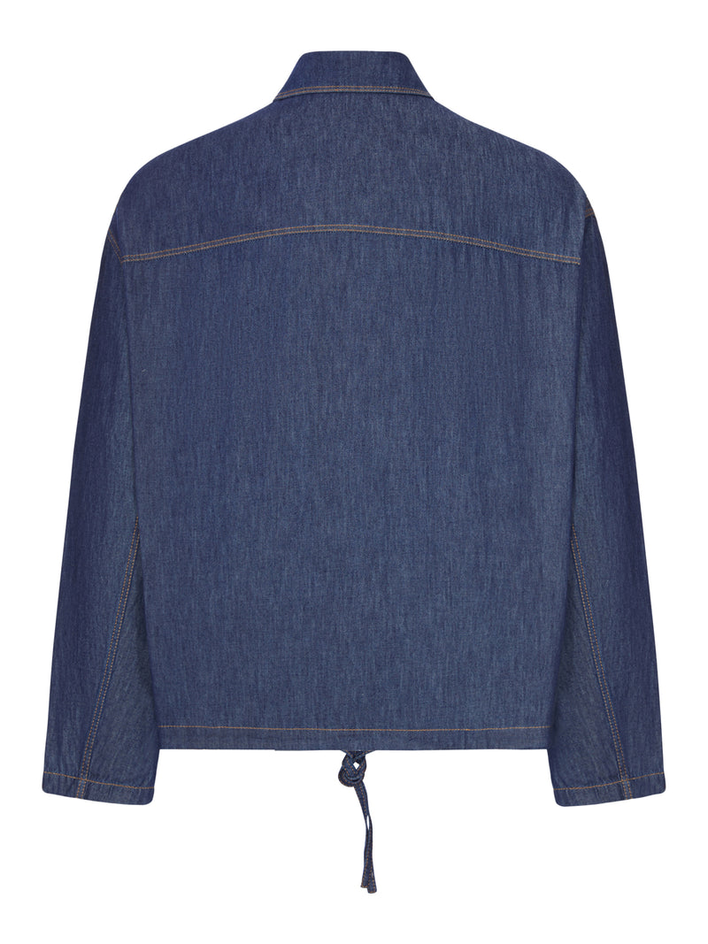 ZIP-UP DENIM JACKET WITH EMBROIDERED POCKET