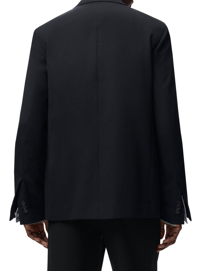 SARTORIAL WOOL JACKET WITH CONTRASTING DOUBLE-LAYER CUFFS