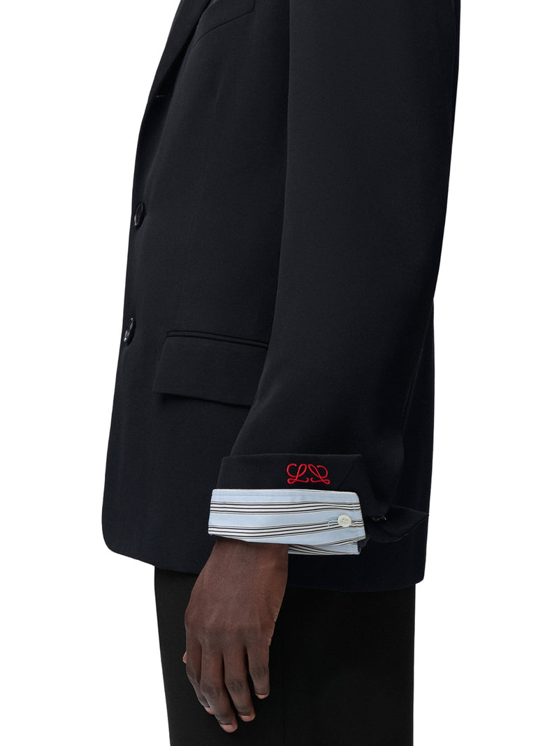SARTORIAL WOOL JACKET WITH CONTRASTING DOUBLE-LAYER CUFFS