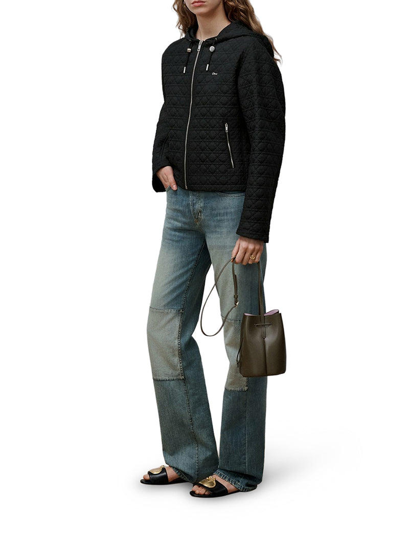 MACROCANNAGE JACKET WITH ZIP AND HOOD