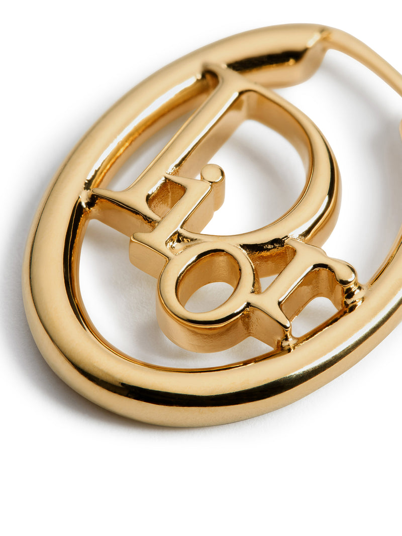 DIOR OBLIQUE HOOP EARRINGS IN GOLD-FINISH METAL