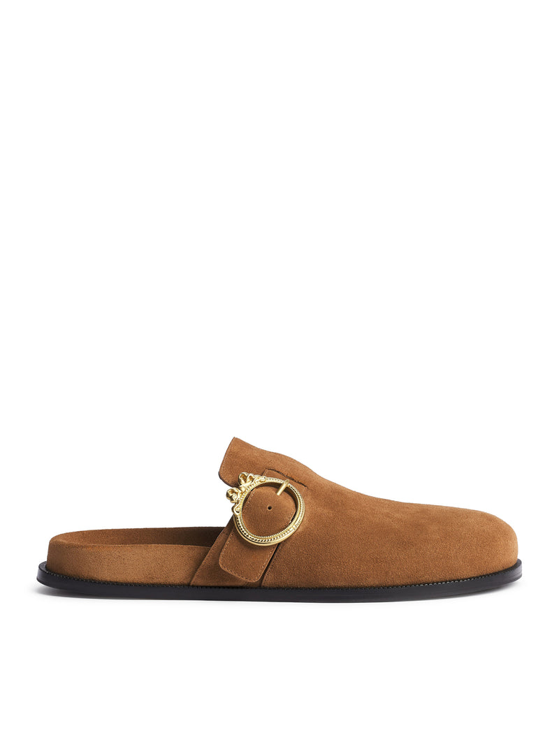 SABOT WITH MÉDAILLON BUCKLE IN SUEDE CALFSKIN