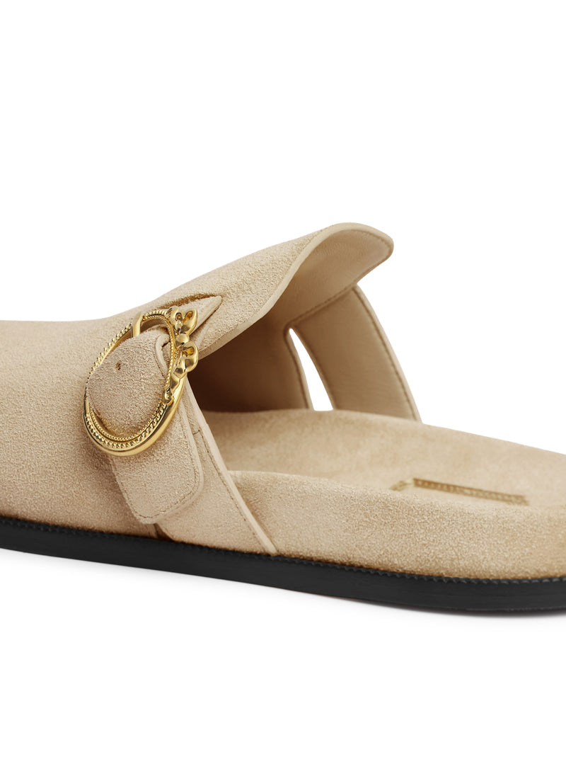 SABOT WITH MÉDAILLON BUCKLE IN SUEDE CALFSKIN