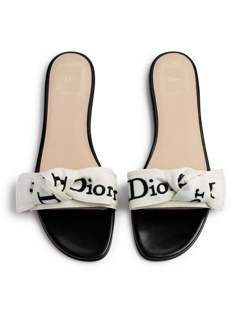 J`ADIOR SANDAL IN BLACK EMBROIDERED COTTON