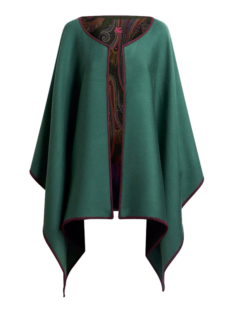 REVERSIBLE WOOL CAPE WITH DÉGRADÉ PAISLEY PATTERN