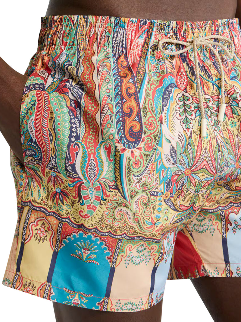 SWIMSUIT WITH PLACED FLORAL PAISLEY PRINT