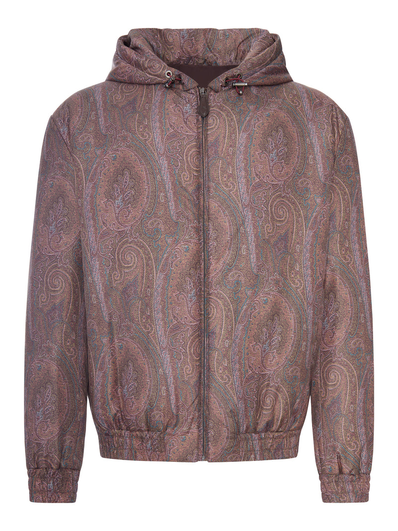 PADDED BOMBER JACKET WITH HOOD AND ARNICA PATTERN