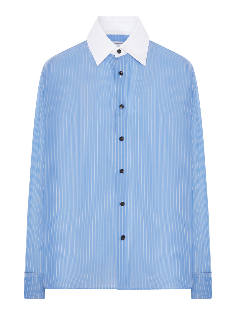 STRIPED SHIRT WITH CONTRASTING COLLAR