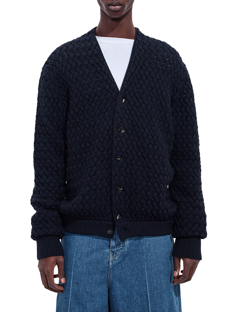 CABLE-KNIT WOOL CARDIGAN