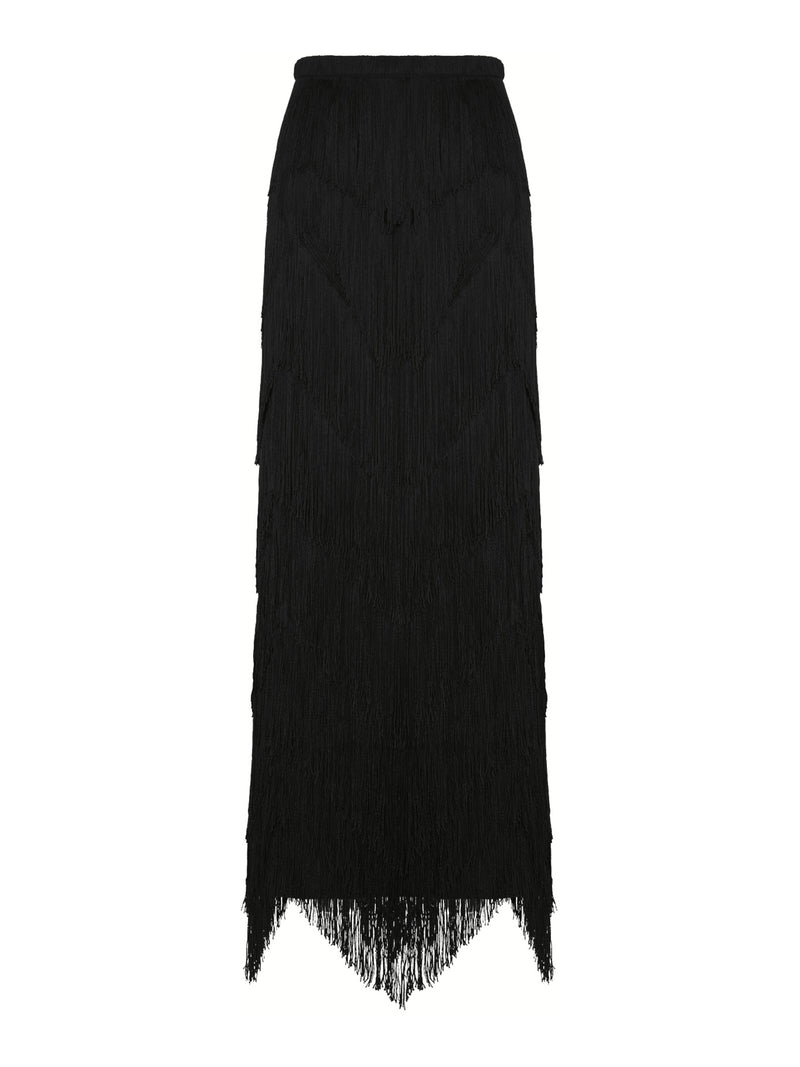 DARA LONG SKIRT WITH FRINGES