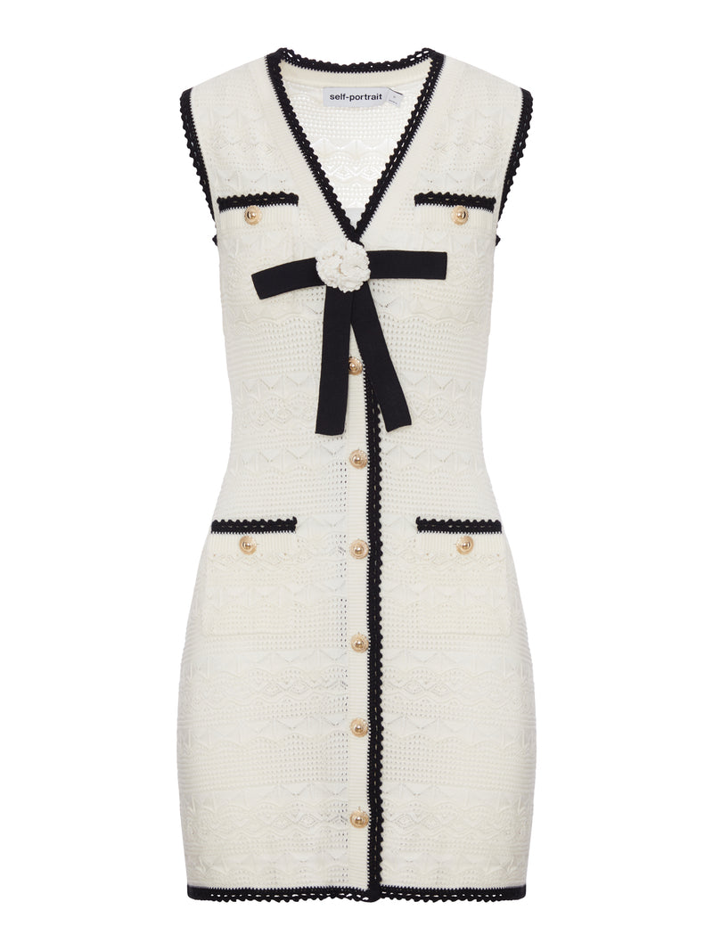 WHITE MINI DRESS IN QUILTED KNIT