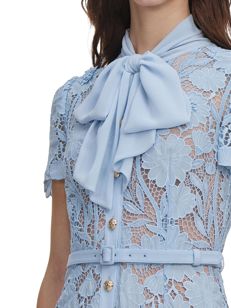 MIDI LACE DRESS WITH LAYERS ON THE NECK