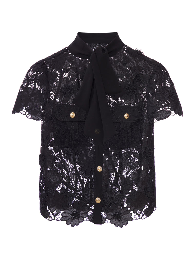 BLACK TOP WITH NECK TIES
