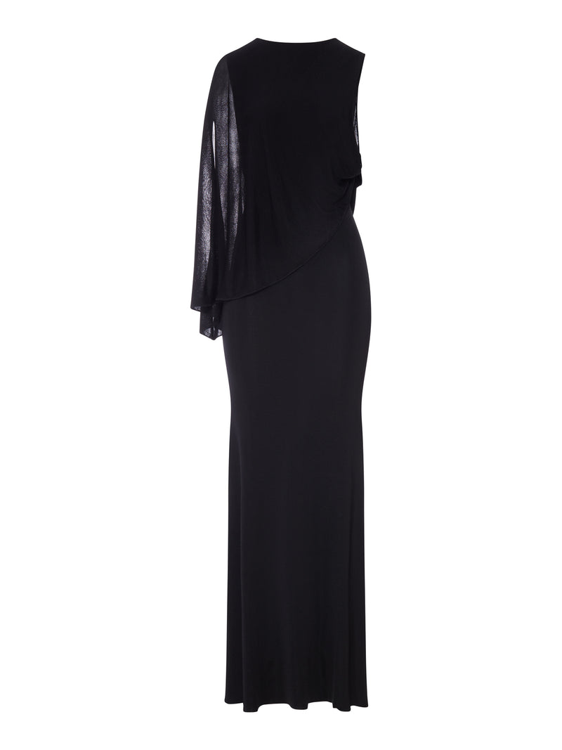 LONG ONE-SHOULDER KNIT DRESS