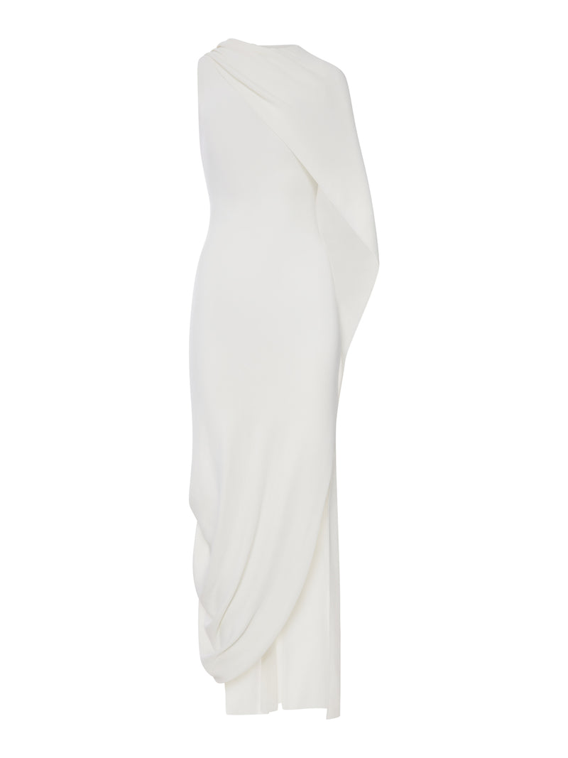 LONG DRAPED KNIT DRESS